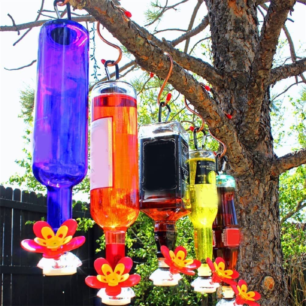 Comedero decorativo para pájaros con forma de botella de vino para jardín o patio al aire libre