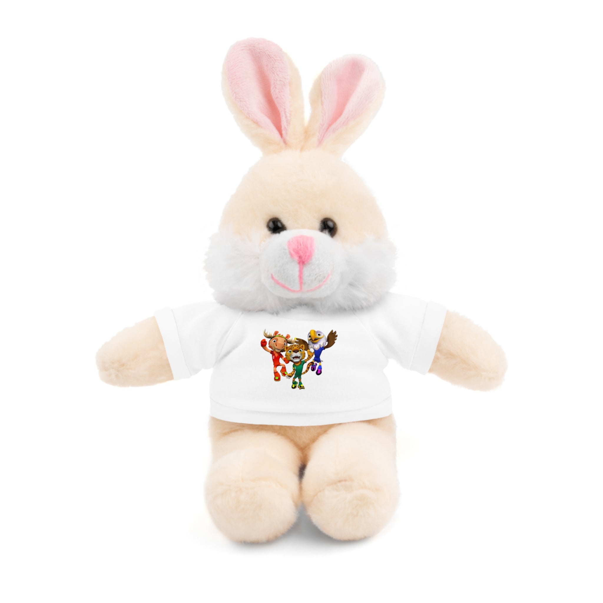 Adorable animal de peluche con camiseta personalizada, regalo tierno para niños.