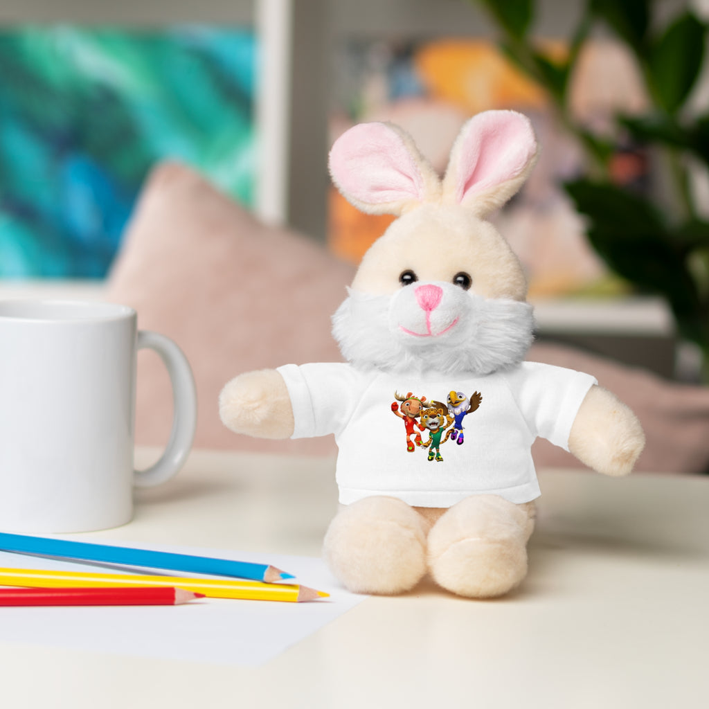 Adorable animal de peluche con camiseta personalizada, regalo tierno para niños.