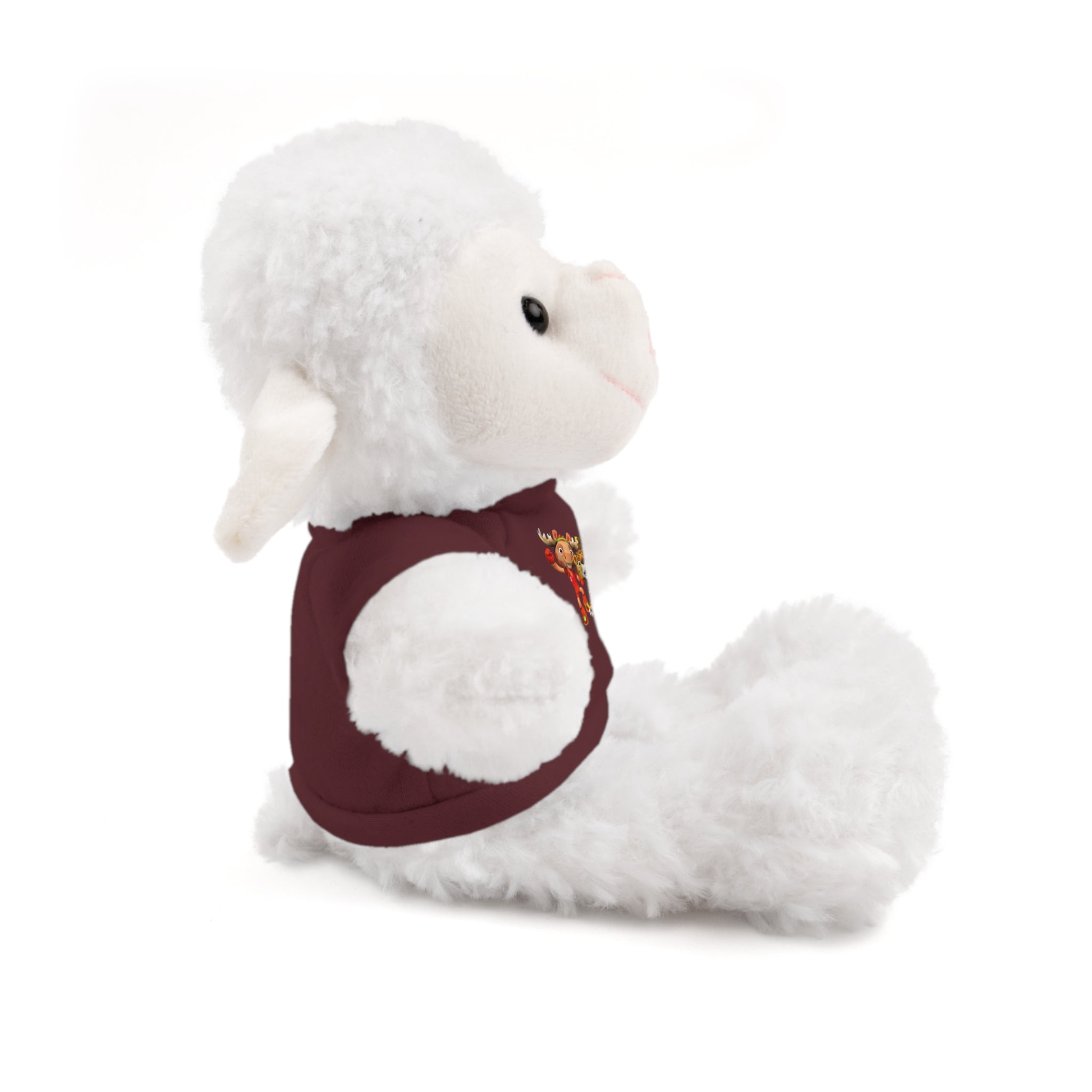 Adorable animal de peluche con camiseta personalizada, regalo tierno para niños.