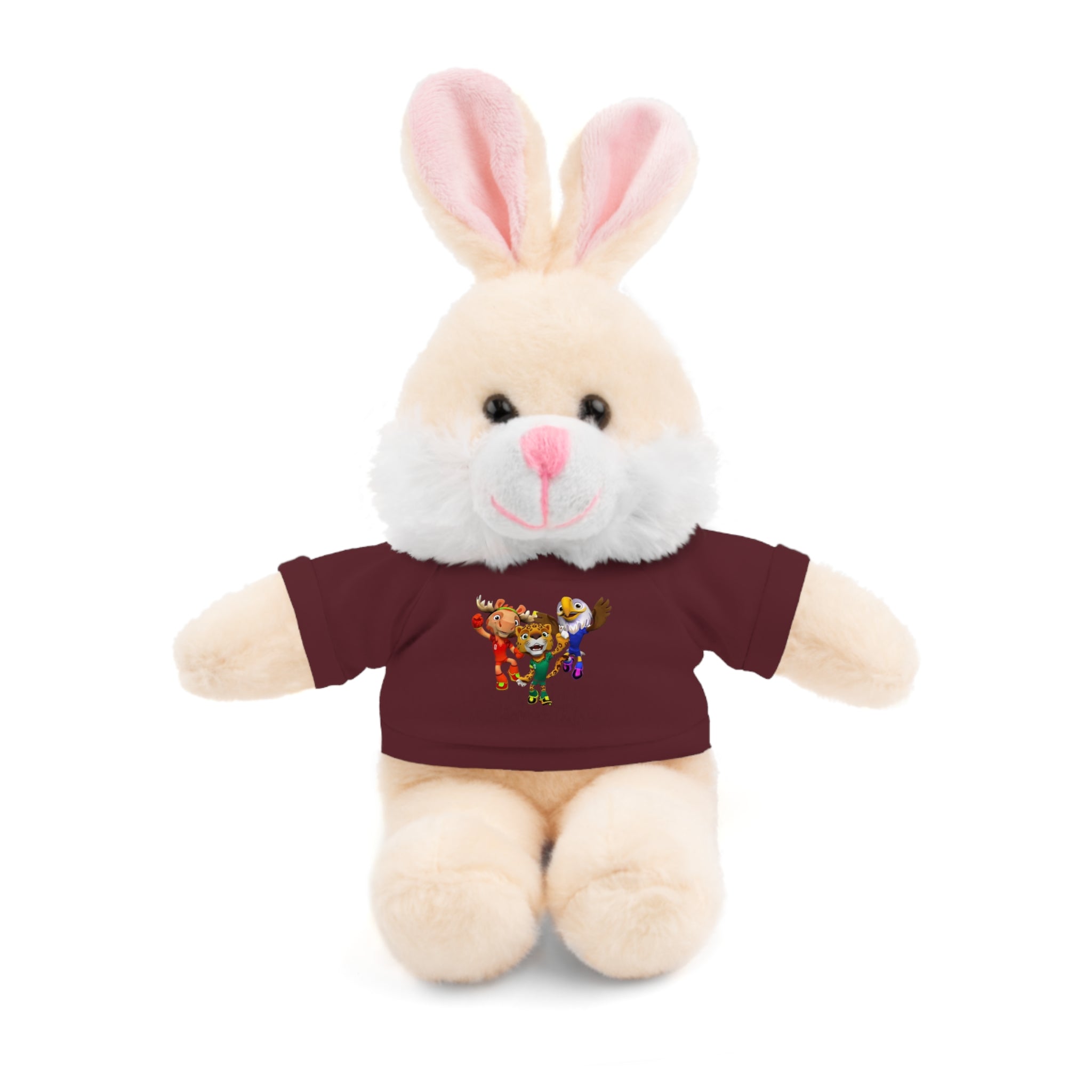 Adorable animal de peluche con camiseta personalizada, regalo tierno para niños.