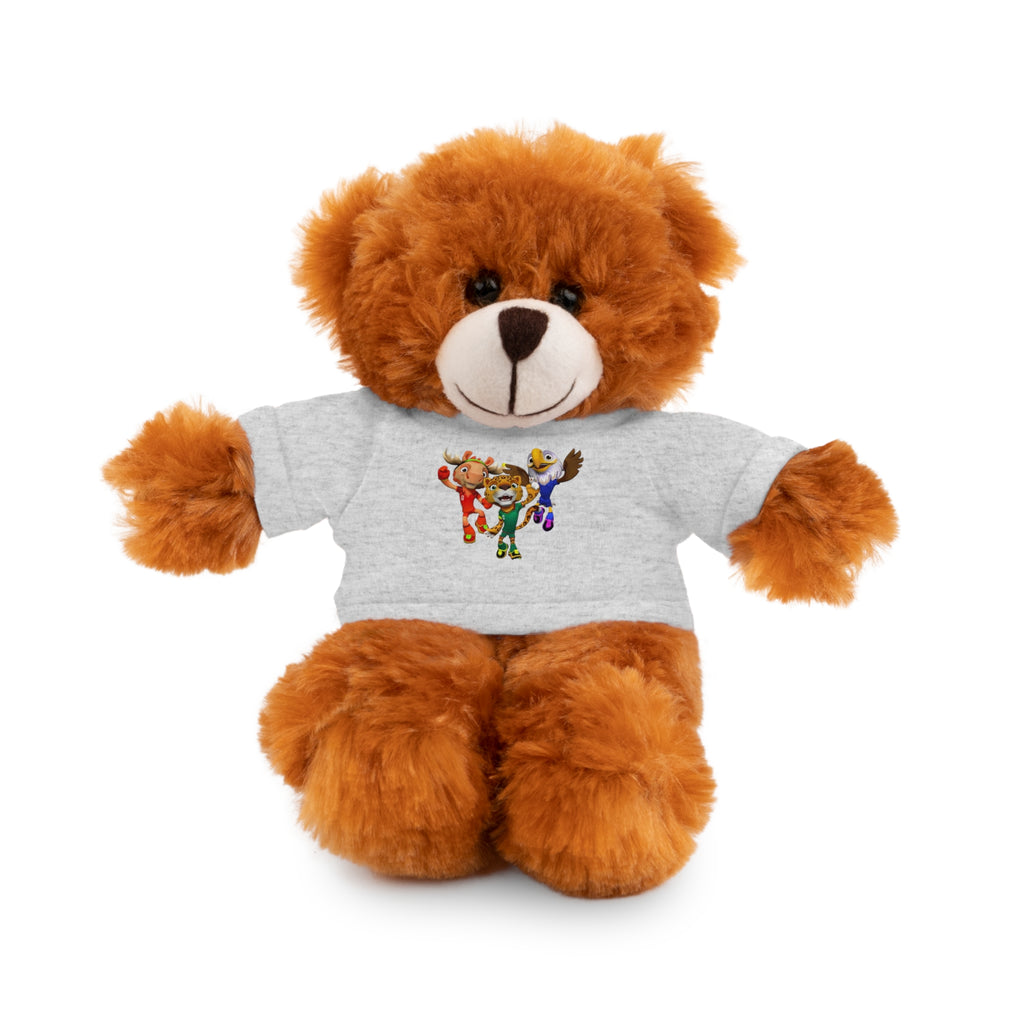 Adorable animal de peluche con camiseta personalizada, regalo tierno para niños.
