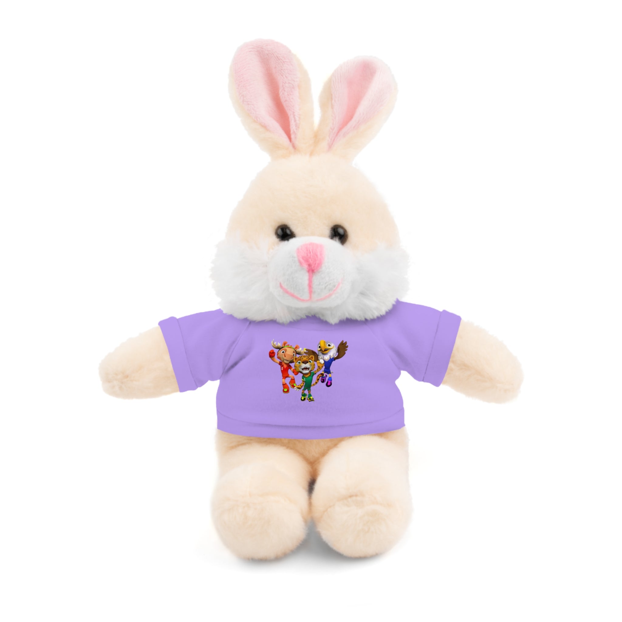 Adorable animal de peluche con camiseta personalizada, regalo tierno para niños.