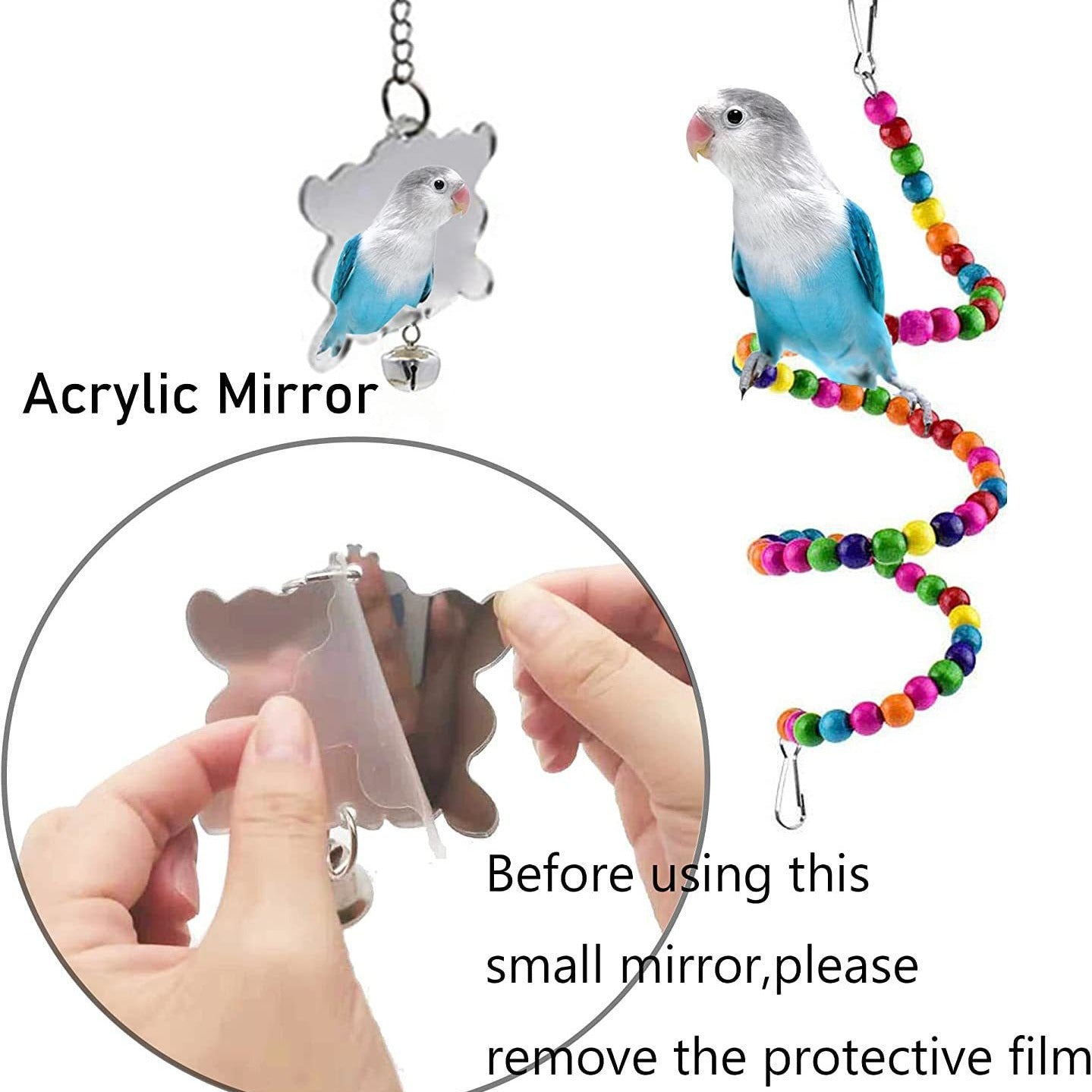 7 piezas de accesorios para jaulas de pájaros.