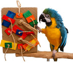 Juguete para loros con bloques de construcción de colores para mordisquear.