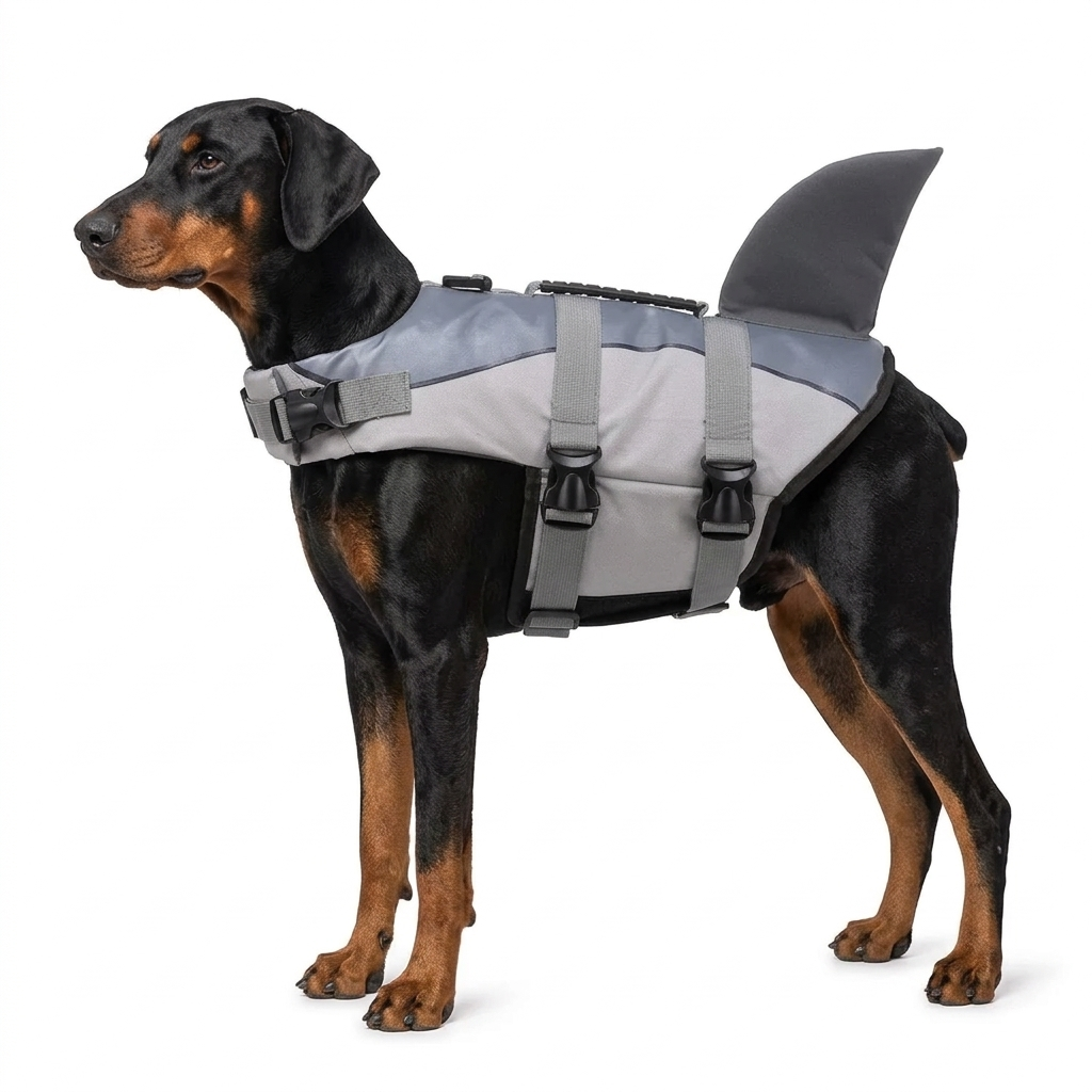 Chaleco salvavidas ligero y ajustable para perros medianos y grandes, de alta flotabilidad.