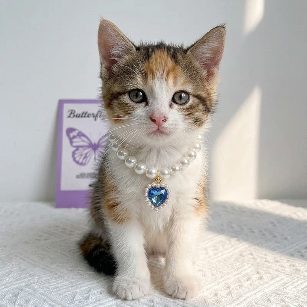 Collar para mascotas con forma de corazón de perla brillante.
