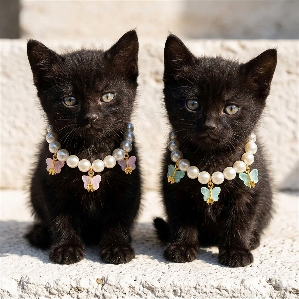 Collar con decoración de perlas para perros y gatos.