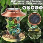 Comedero solar para pájaros para colgar al aire libre, de metal,con gancho en forma de S.