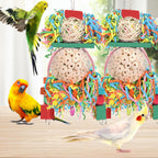 Accesorios de madera para jaula de pájaros, bola de paja.