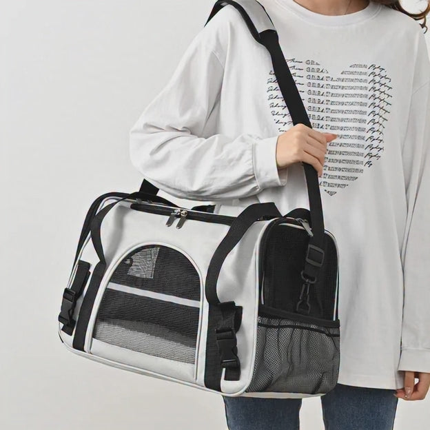 Bolsa portátil de un solo hombro para Mascotas, transparente, plegable, de tela Oxford transpirable.