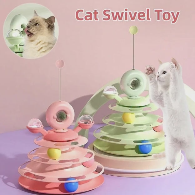 Torre de juguetes para gatos de 4 niveles.