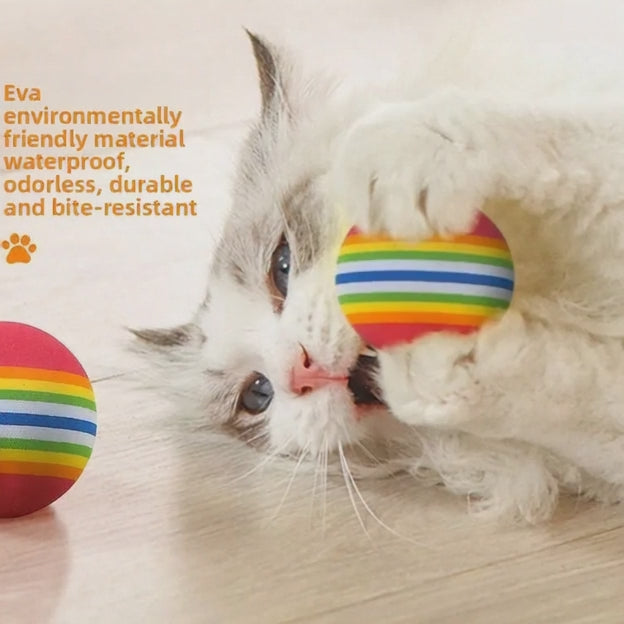 Pelota interactiva grande para gatos, ideal para se diviertan, muerdan y limpien sus dientes.