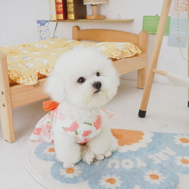 Ropa fina de verano para mascotas pequeñas, vestido floral de algodón puro.