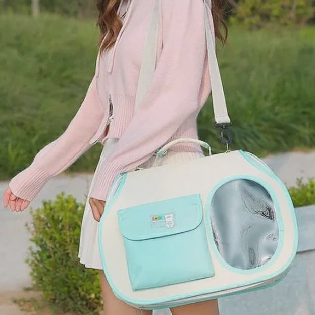 Bolsa portátil de gran capacidad para mascotas, fabricada en material Oxford y PVC.