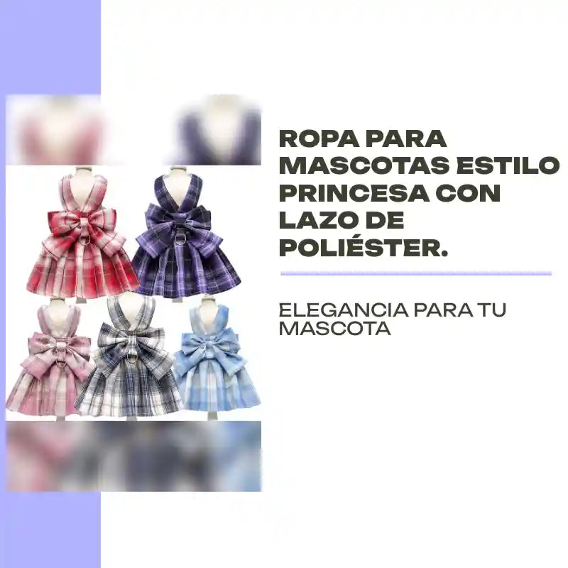 Ropa para mascotas estilo princesa con lazo de poli&eacute;ster. by@Outfy